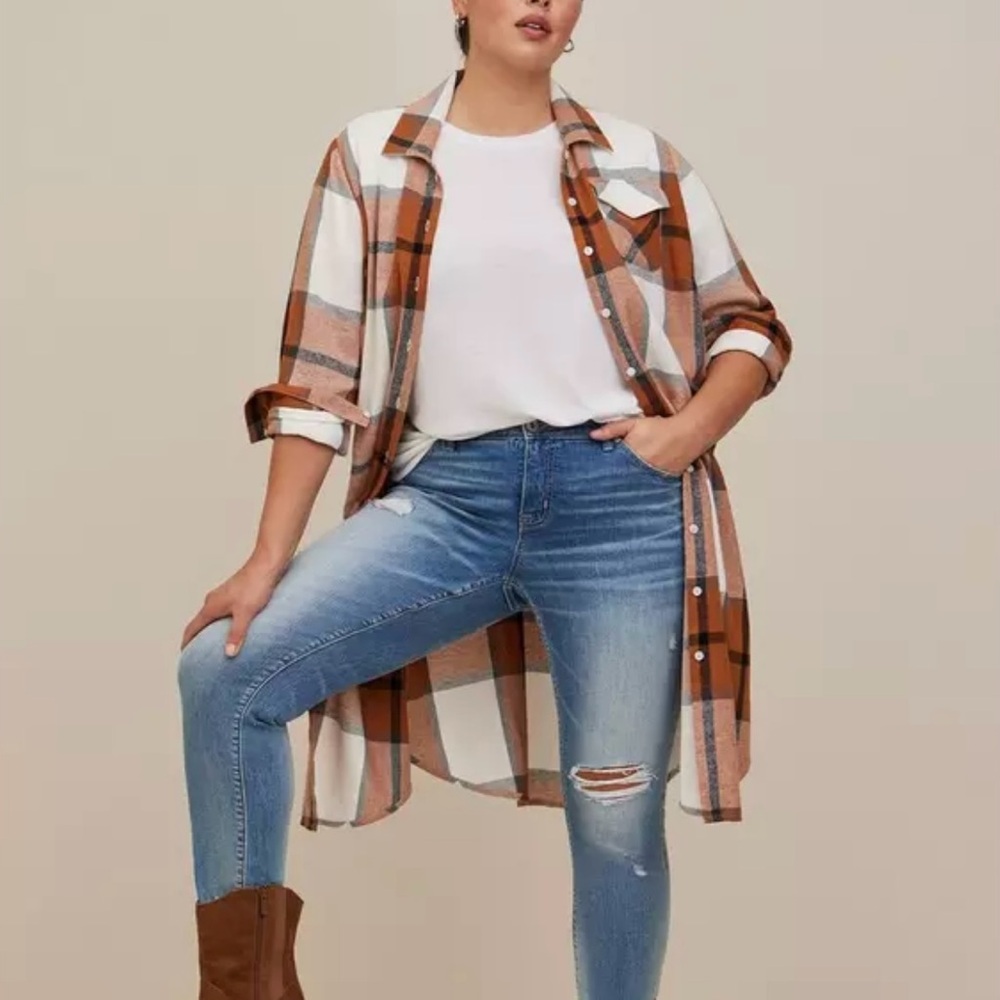 Torrid Cotton Long Line Shacket